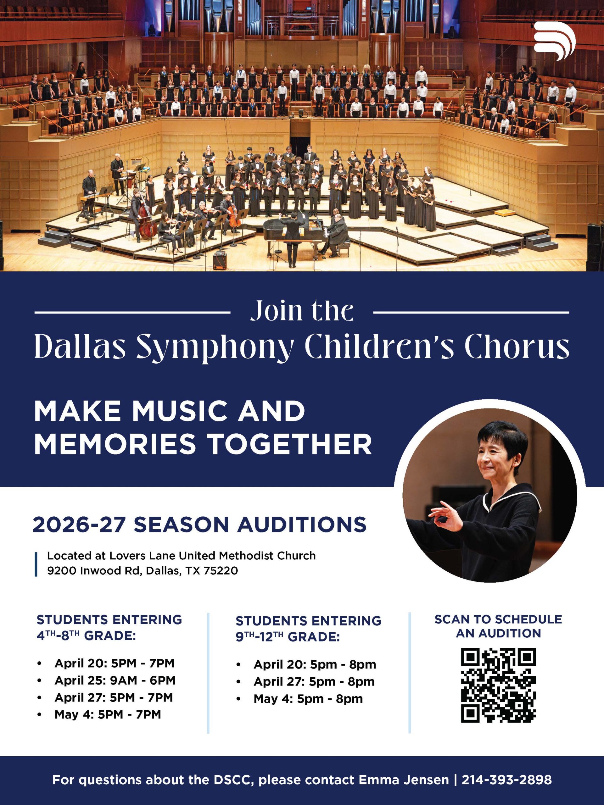 Join the Dallas Symphony Children's Chorus for the 2026-27 Season Auditions